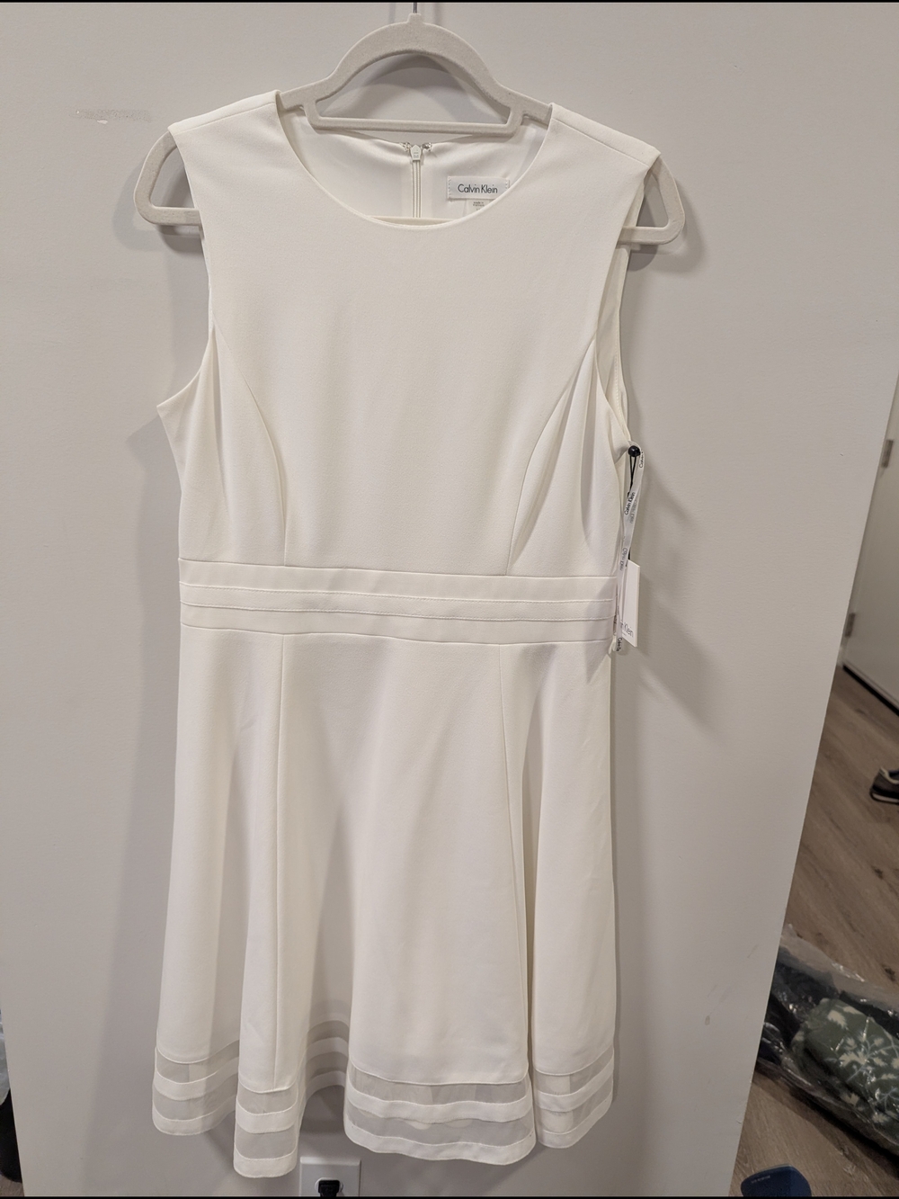 Calvin Klein White Sleeveless Fit & Flare Dress